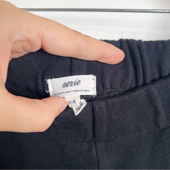 Aerie • Cozy New Heights Fleece Trouser black wide leg sweat pants - Picture 4 of 10